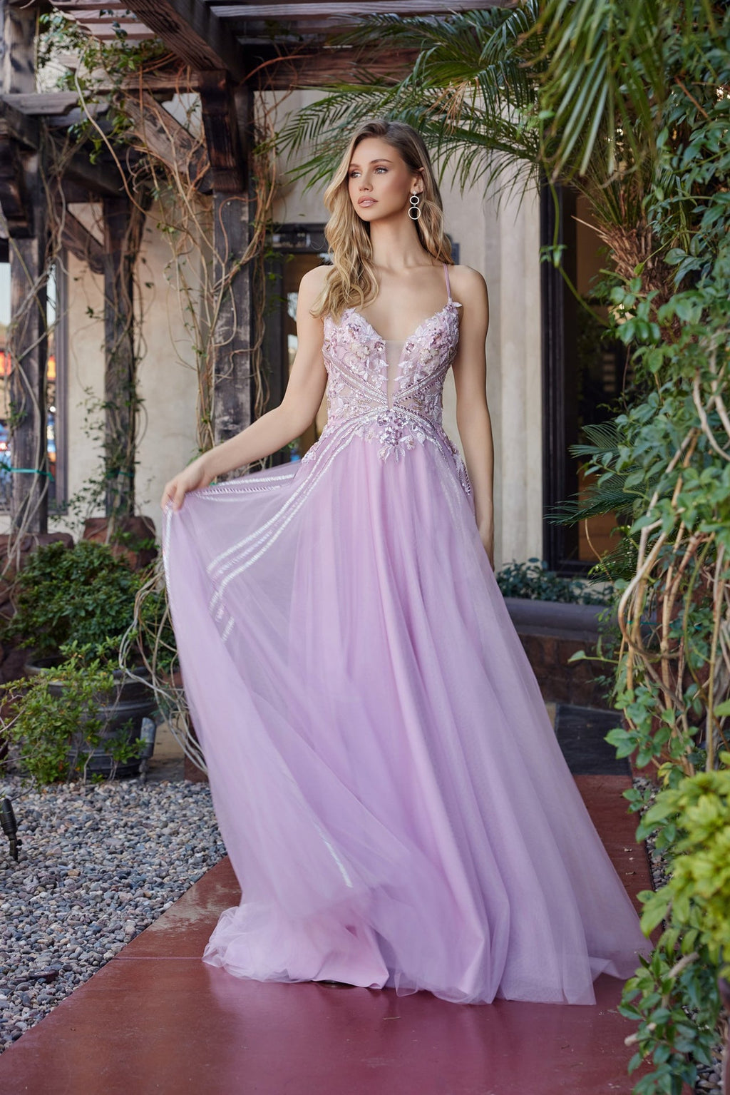 Beaded Tulle A-Line Evening Gown