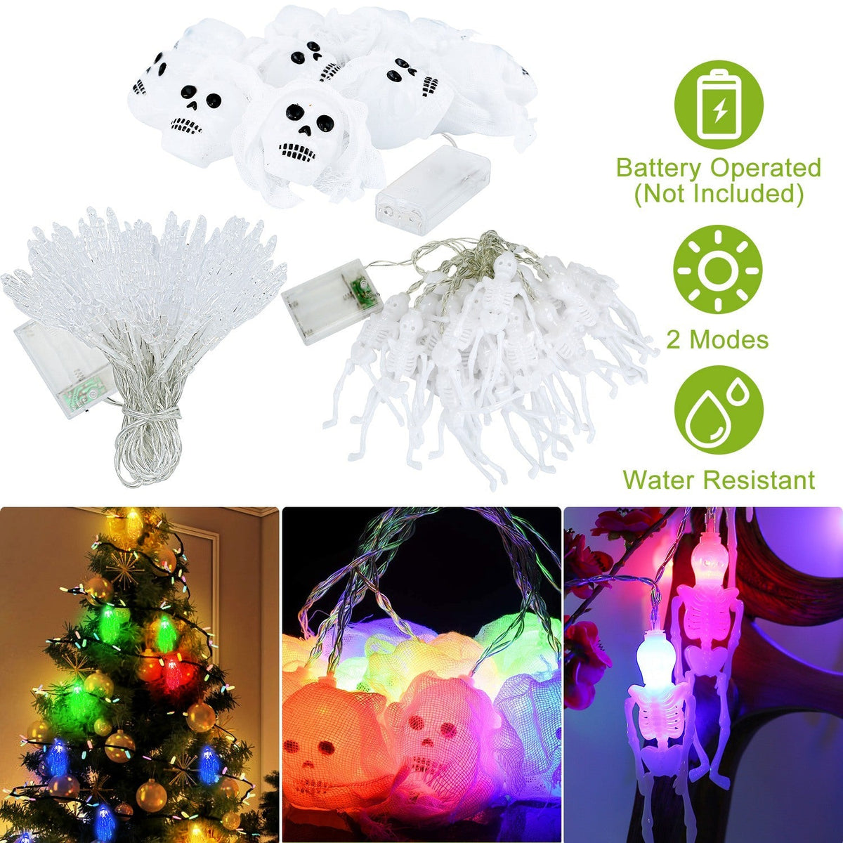 3Pcs Halloween Light Decorations Total 50 LEDs 24ft
