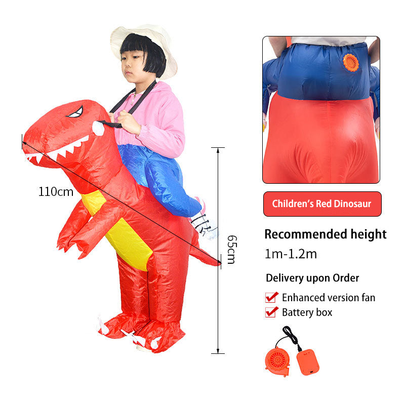Tiktok Children's 3D Dinosaur Inflatable Clothes Adult Riding Tyrannosaurus Rex Riding Net Red Inflatable Clothes
