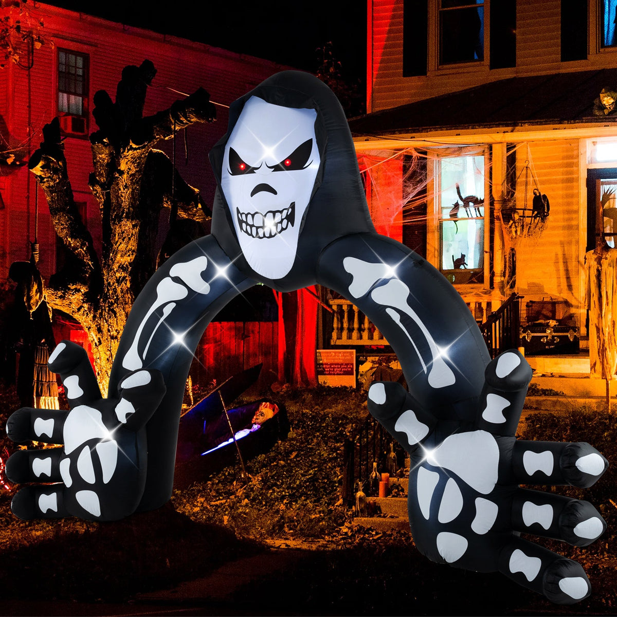 Halloween Inflatable Grim Reaper Archway with Stakes and Water Bags