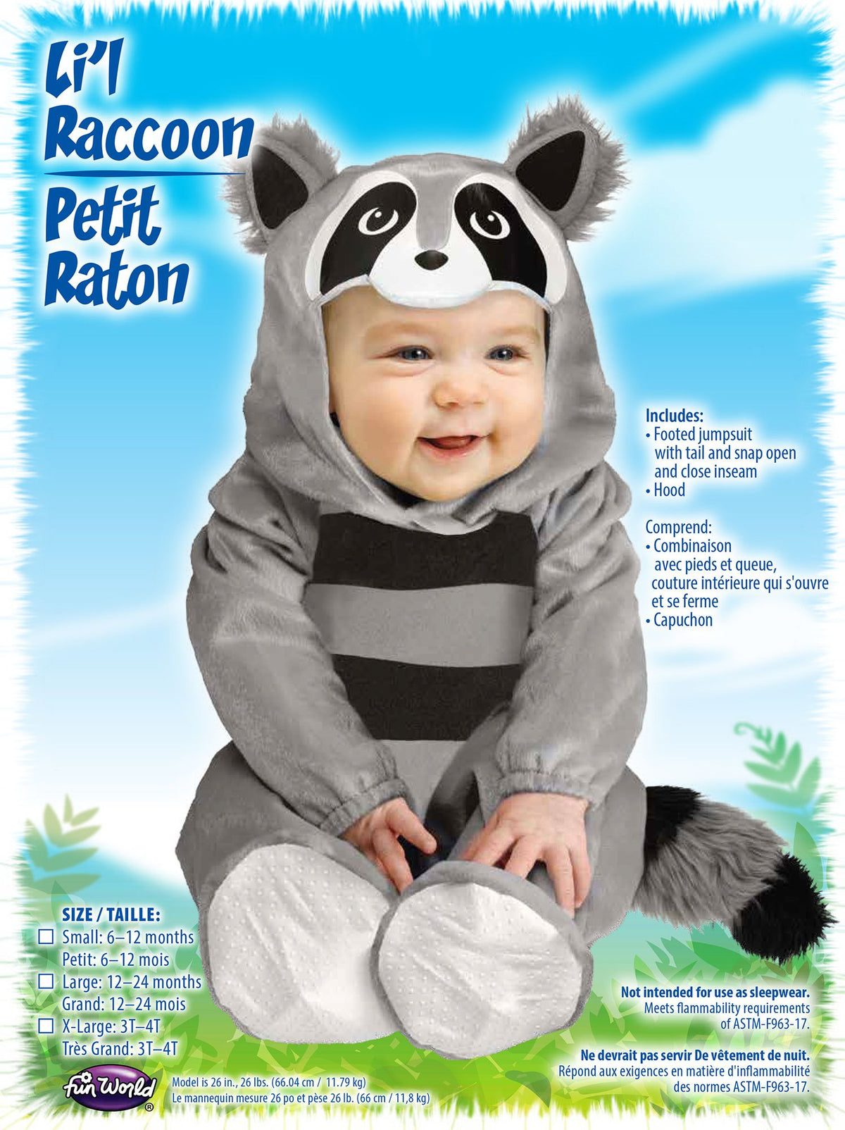 Baby Raccoon Toddler Costume Footed Jumpsuit