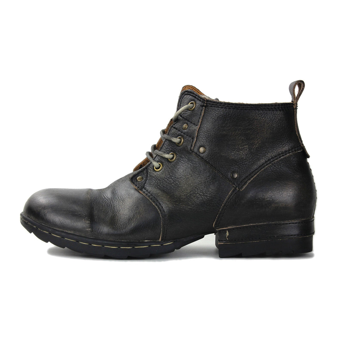 Men’s Distressed Leather Punk Moto Boots – OS-6015