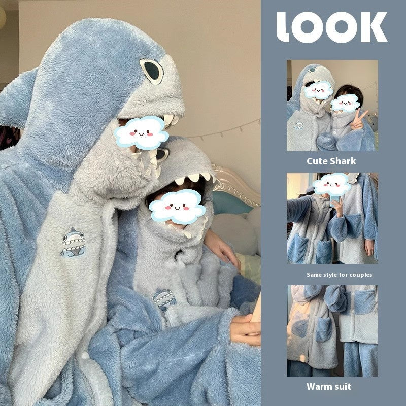 Matching Shark Coral Fleece Costume Pajamas