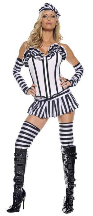 5 Piece Women's Jail Adult Plus Size Costume
