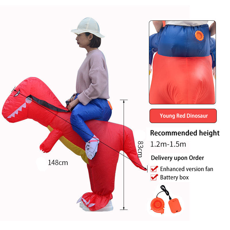Tiktok Children's 3D Dinosaur Inflatable Clothes Adult Riding Tyrannosaurus Rex Riding Net Red Inflatable Clothes