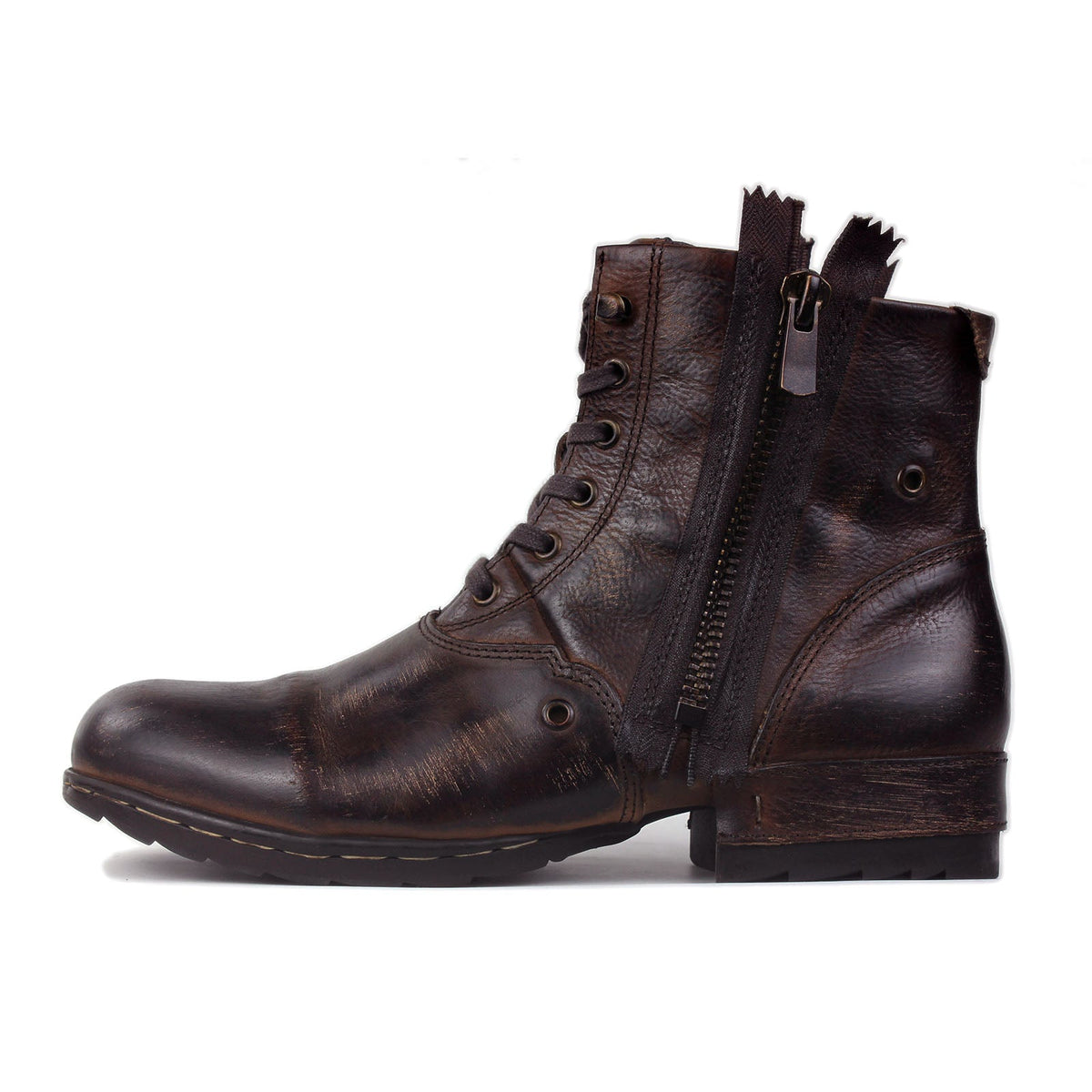 Men’s Distressed Leather Punk Moto Boots – OS-5008-8