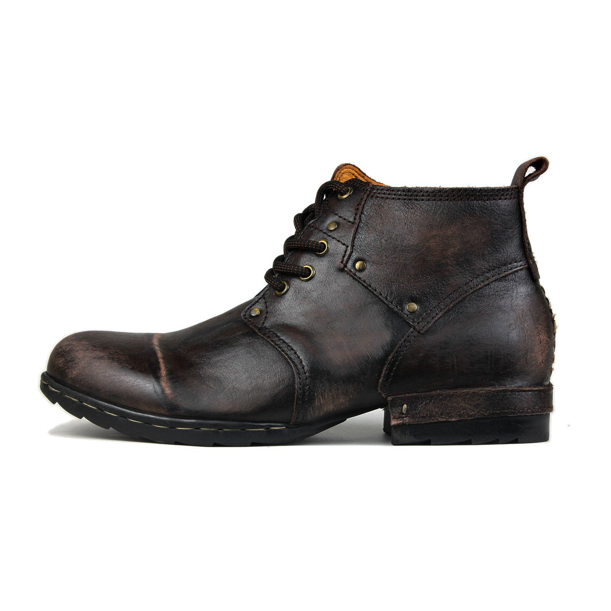 Men’s Distressed Leather Punk Moto Boots – OS-6015