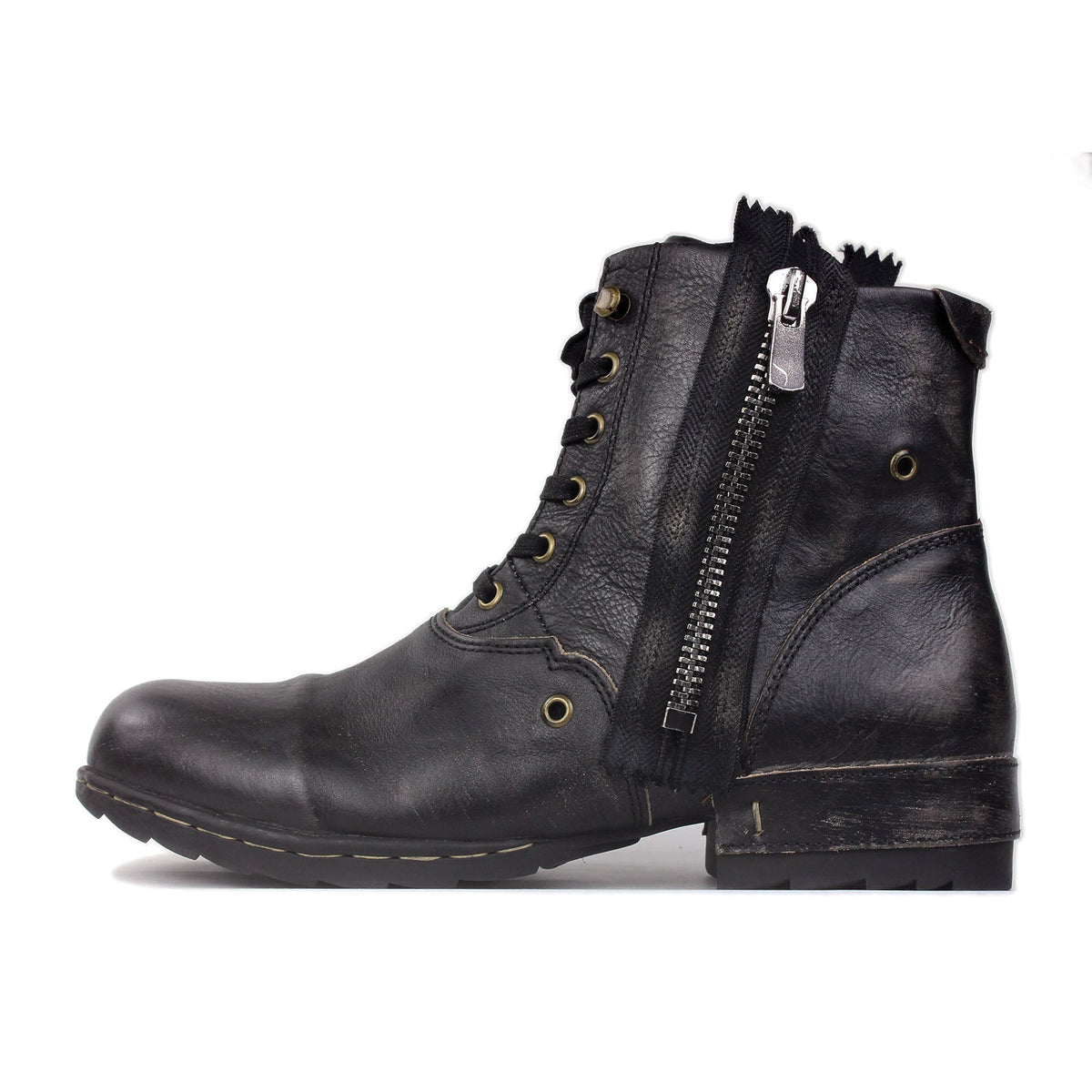 Men’s Distressed Leather Punk Moto Boots – OS-5008-8