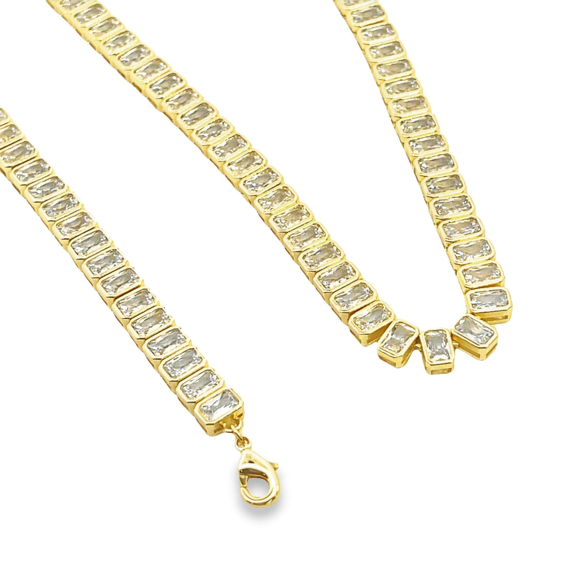 Rectangle Cubic Zirconia Tennis Necklace or Bracelet