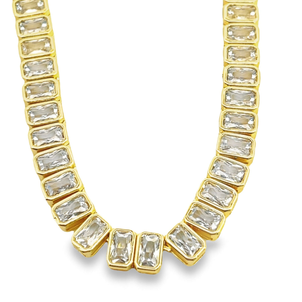 Rectangle Cubic Zirconia Tennis Necklace or Bracelet