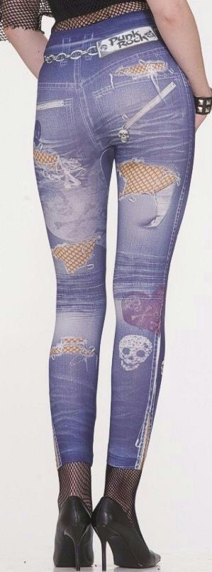 1980s–1990s Punk Graphic Jean Leggings – XS/S