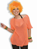 Women’s Neon Orange Mesh Punk Costume Top