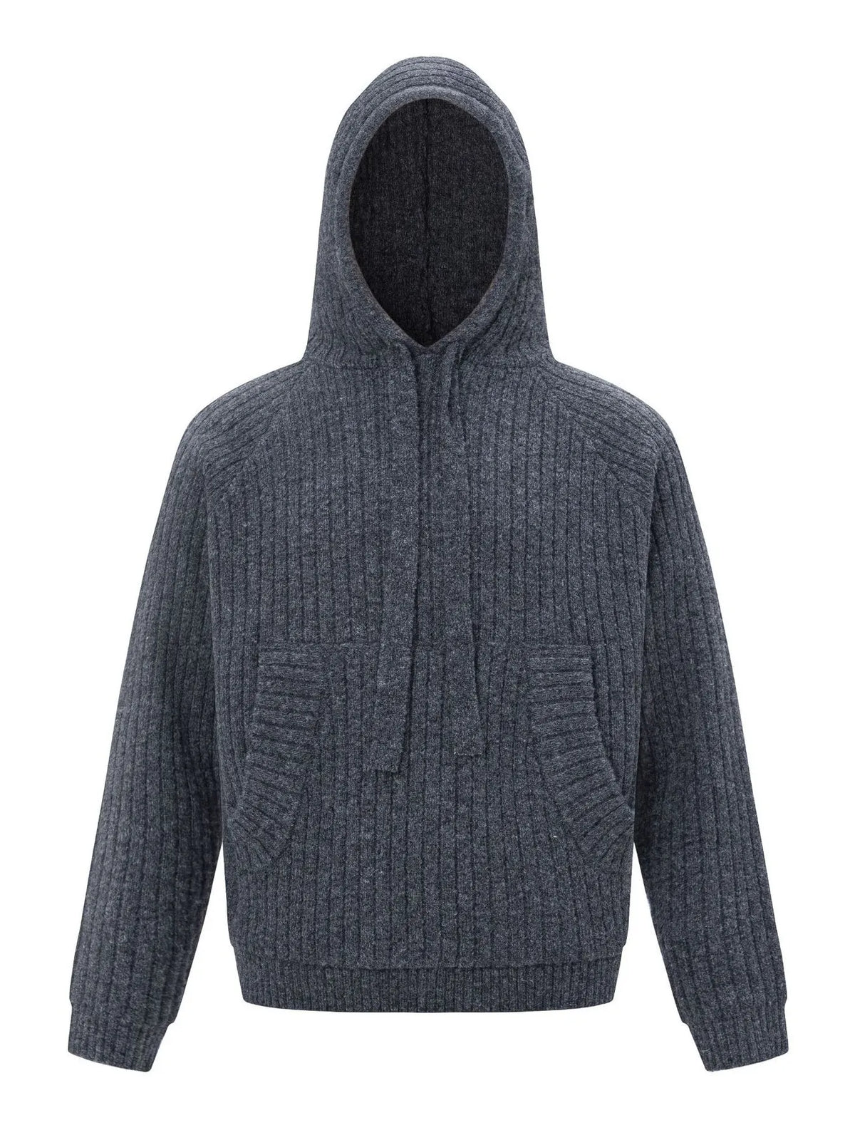 Men's Drawstring Ribbed Hooded Sweater