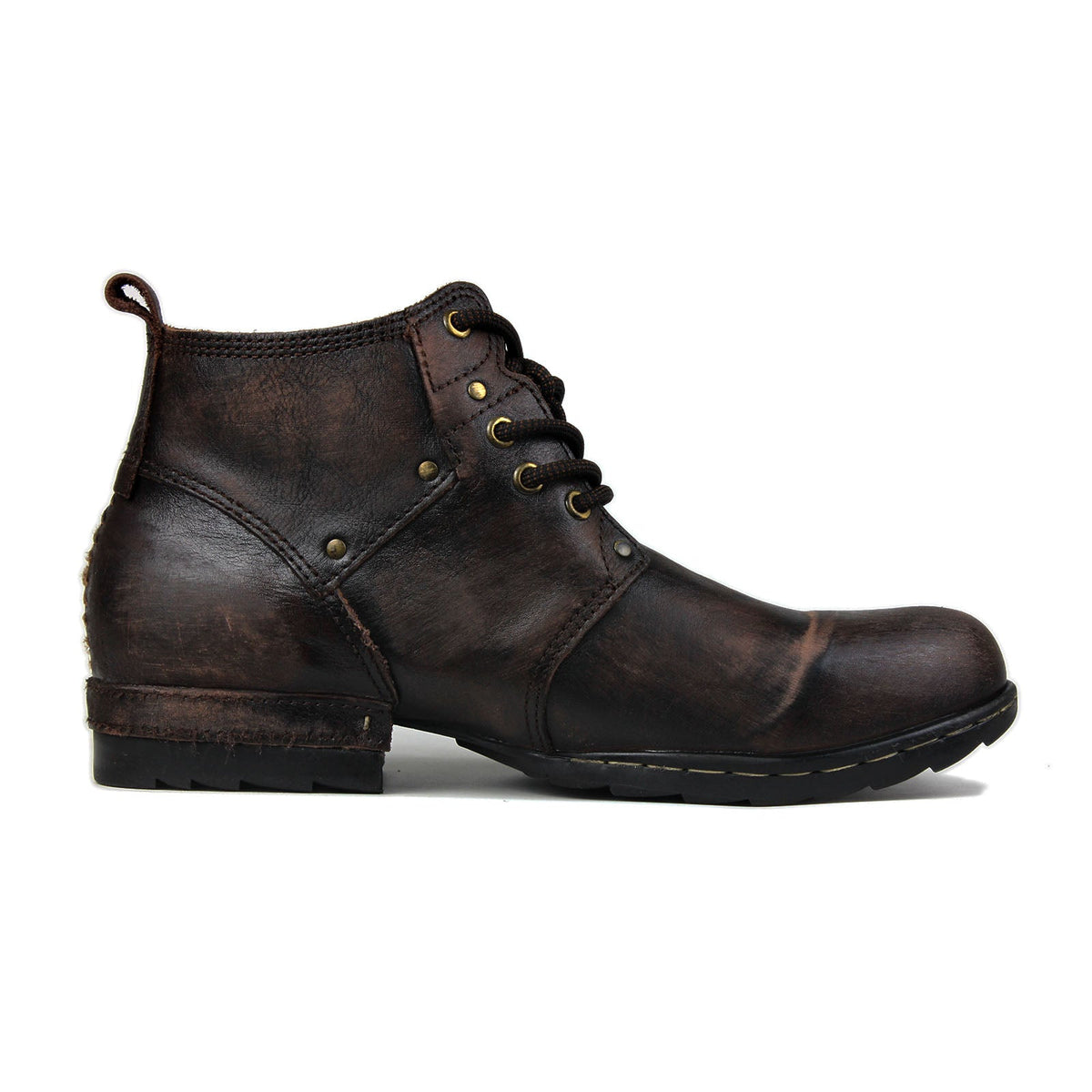 Men’s Distressed Leather Punk Moto Boots – OS-6015