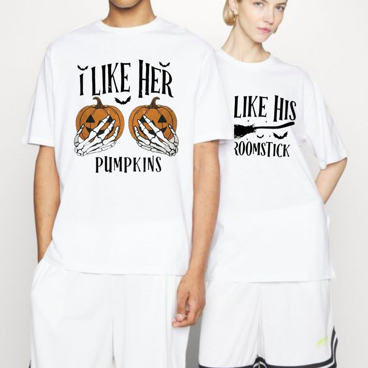 I Like Her Pumpkins / I Like His Broomstick T-Shirts - Couple