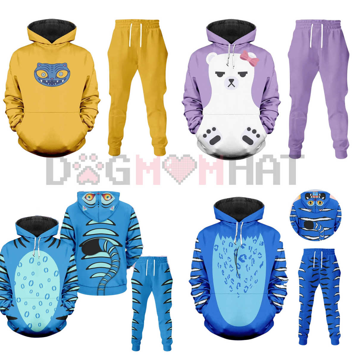 Derpy Tiger Costume Hoodie Jogger – Kpop Demon Hunters Outfit, Huntrix Kpop Cosplay, K-pop Movie Gift