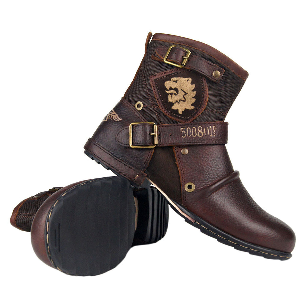 Men’s Retro Leather Punk Moto Boots – OS-5008-1