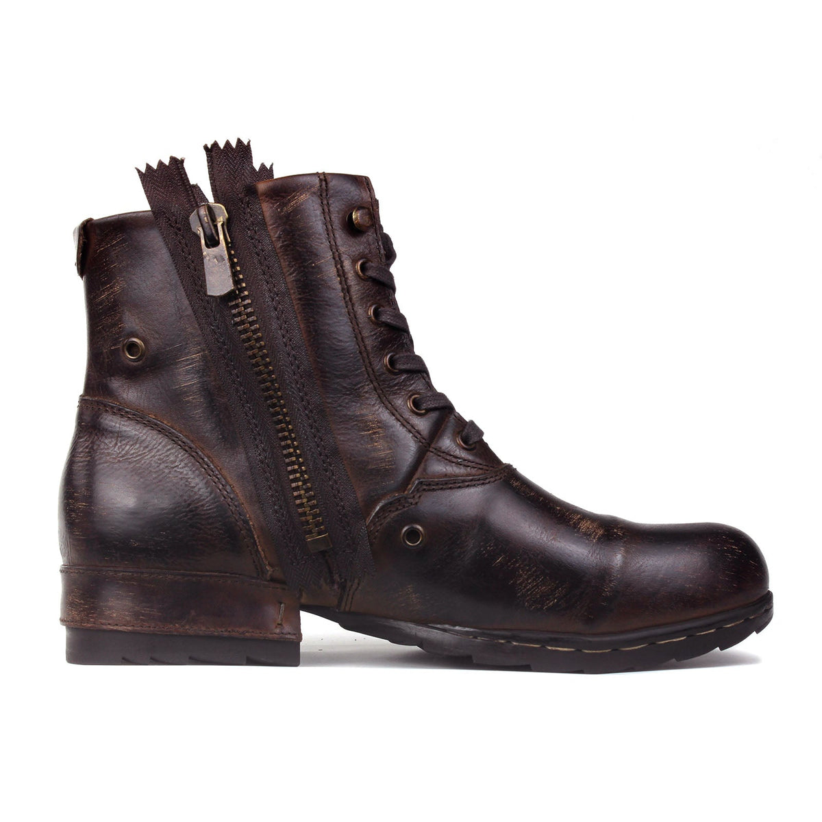 Men’s Distressed Leather Punk Moto Boots – OS-5008-8