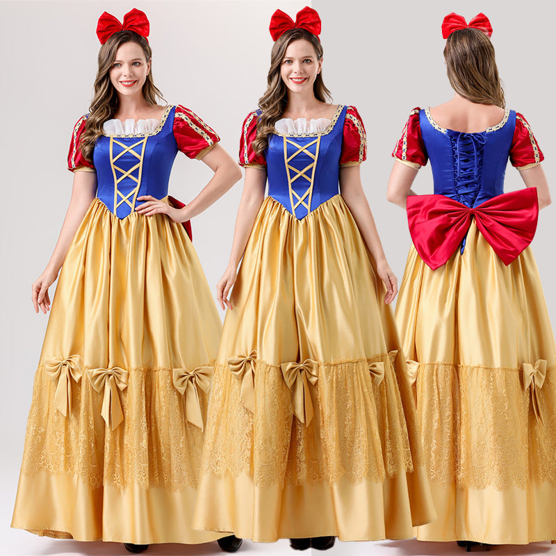 Halloween Deluxe Snow White Dress Cosplay Adult Snow White Party Gown Theater Performance Costume