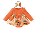 Infant Baby Girl Romper Dress & Bow Headband 2pcs Halloween Clothing Set