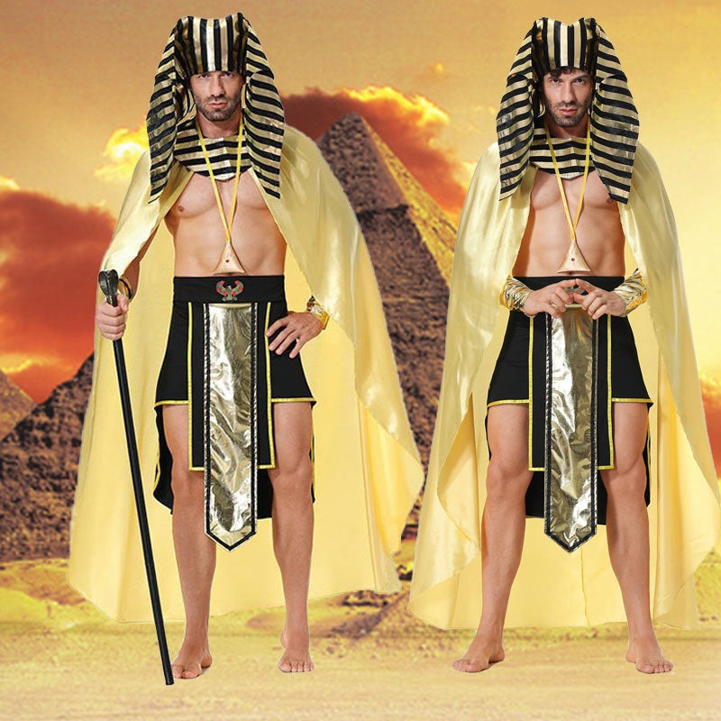 Egyption Pharaoh Costume for Men Adult Halloween Cosplay Stage Wear