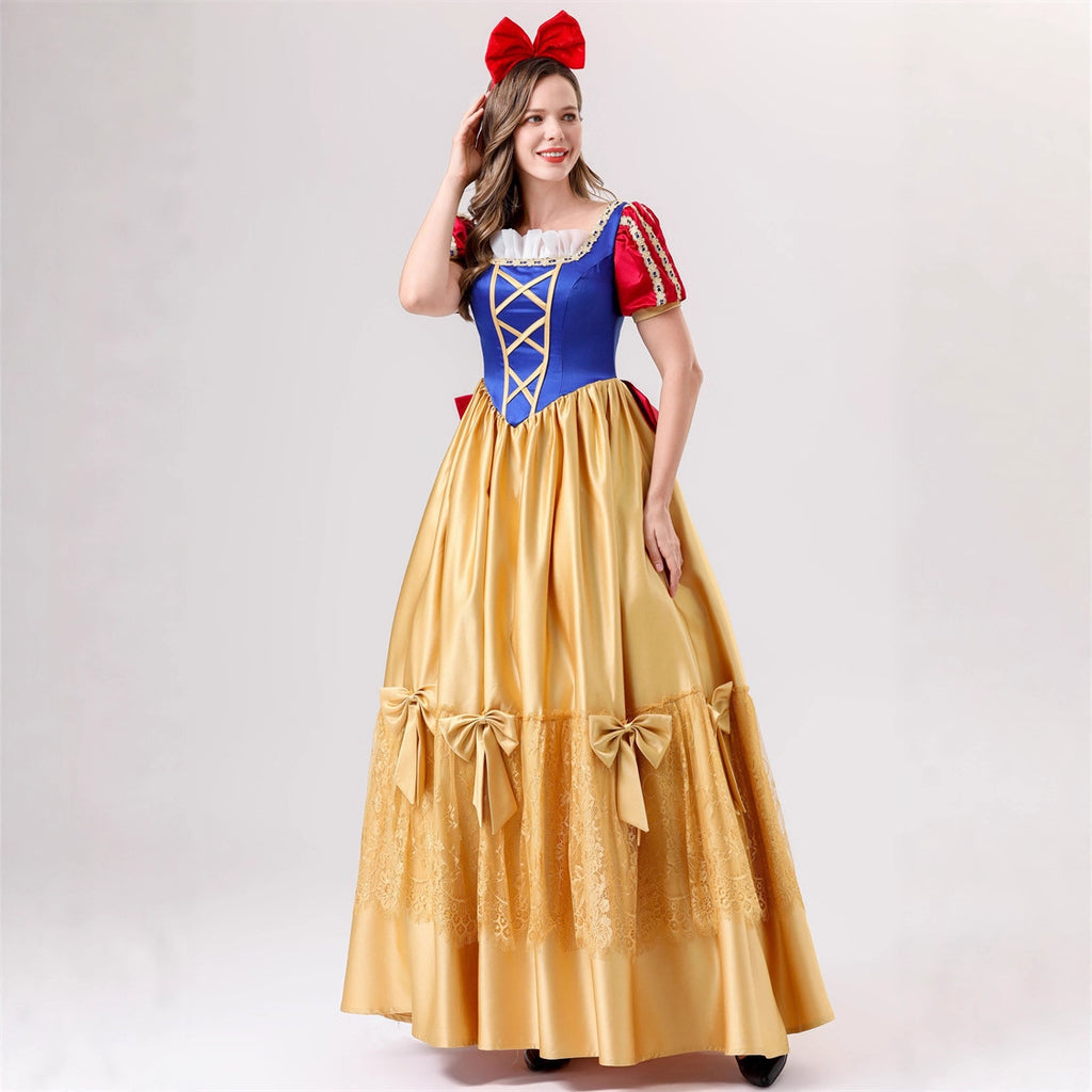 Halloween Deluxe Snow White Dress Cosplay Adult Snow White Party Gown Theater Performance Costume