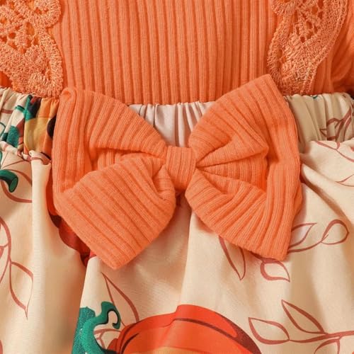 Infant Baby Girl Romper Dress & Bow Headband 2pcs Halloween Clothing Set
