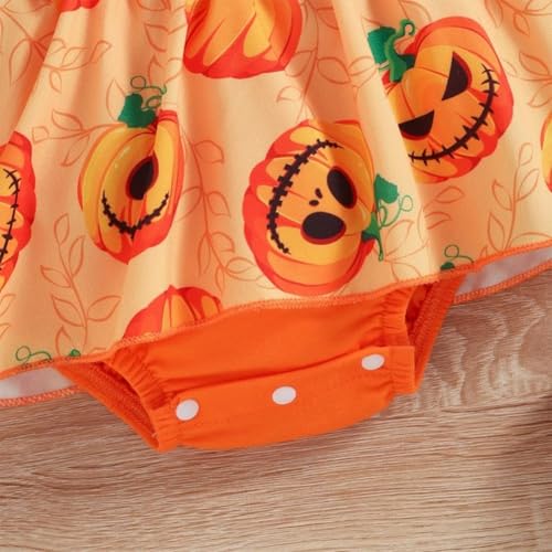 Infant Baby Girl Romper Dress & Bow Headband 2pcs Halloween Clothing Set