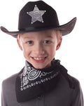 Black Cowboy Hat, Bandana & Badge Set – Child