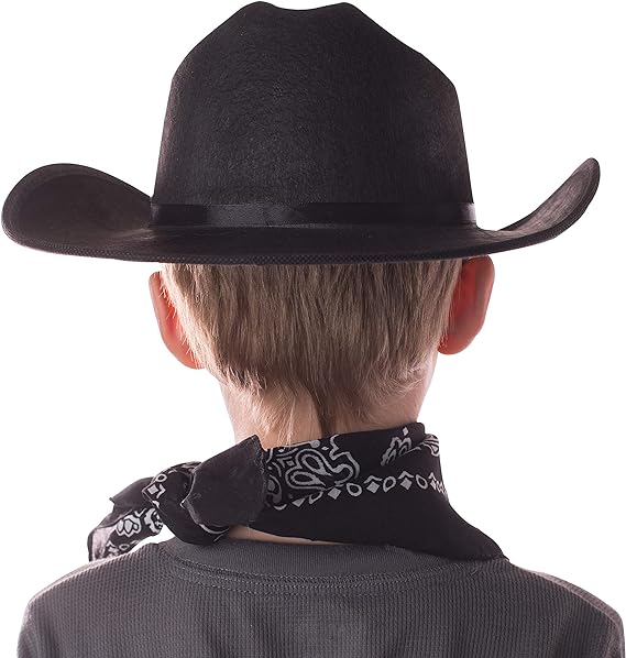 Black Cowboy Hat, Bandana & Badge Set – Child