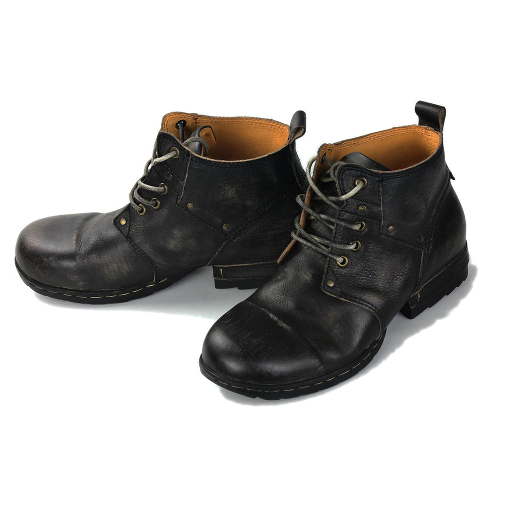 Men’s Distressed Leather Punk Moto Boots – OS-6015