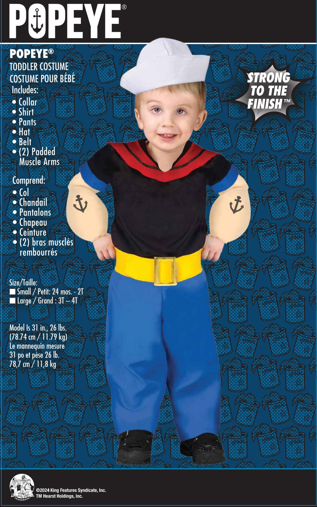 Popeye Baby Toddler Costume 24 months - 2T