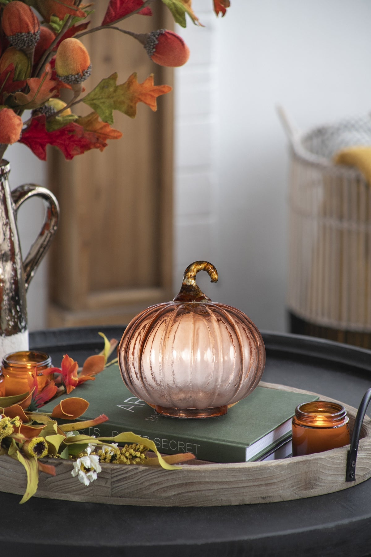Set of 8 Glass Pumpkins for Fall Decor
