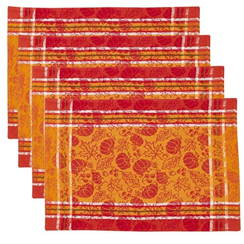 Fennco Styles Harvest Pumpkin and Leaf Jacquard 100% Cotton Tablecloth - Multicolor Table Cover for Holiday, Home Décor, Everyday Use, Christmas Gathering and Special Occasion