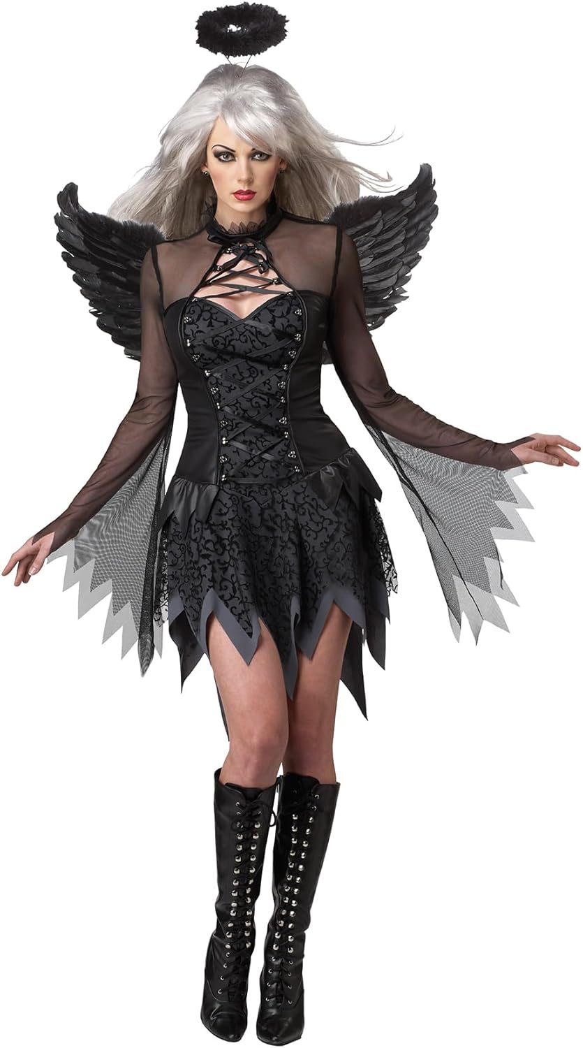 Gothic Fallen Angel Costume with Wings