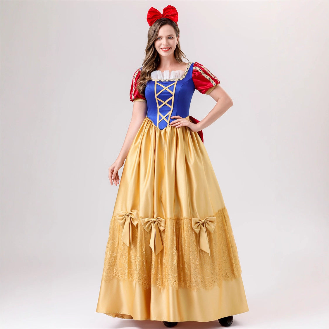 Halloween Deluxe Snow White Dress Cosplay Adult Snow White Party Gown Theater Performance Costume