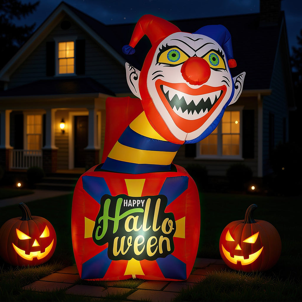 6 Ft Halloween Inflatable Clown with LED Lights