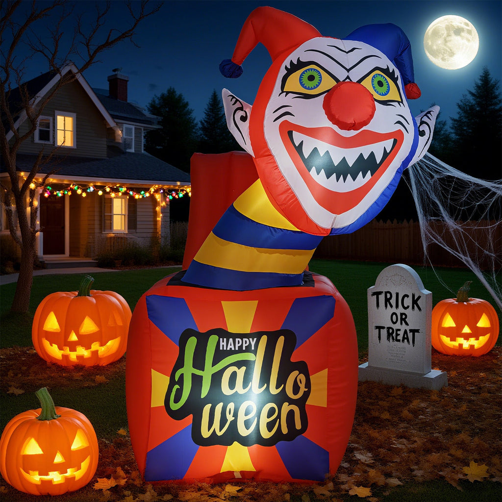 6 Ft Halloween Inflatable Clown with LED Lights