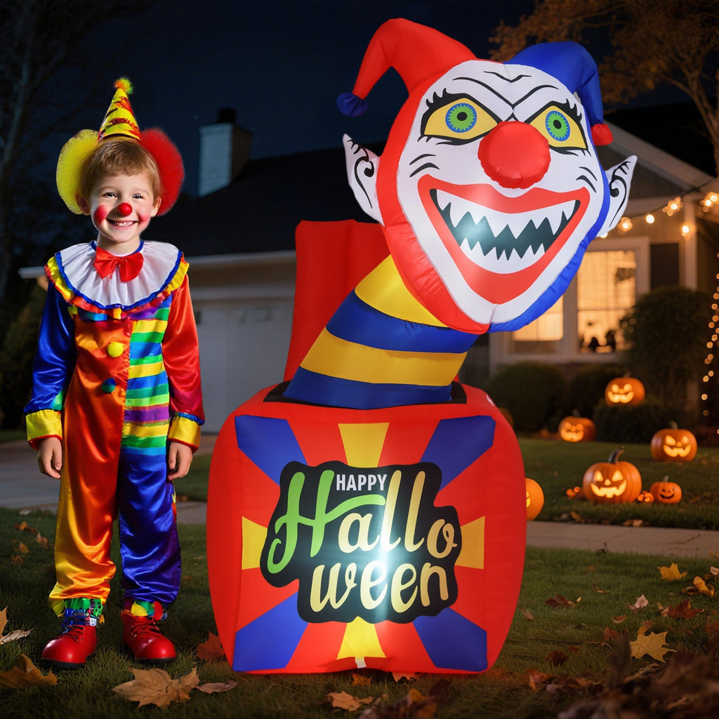 6 Ft Halloween Inflatable Clown with LED Lights