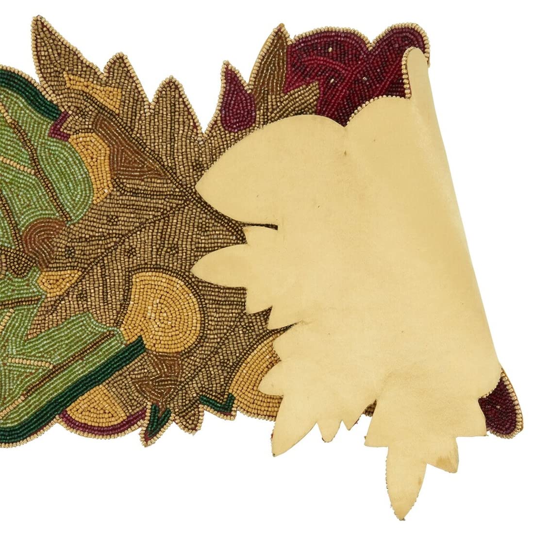 Fennco Styles Hand Beaded Fall Leaves Table Runner 13" W x 36" L - Multicolored Harvest Table Cover for Home Décor, Holidays, Family Gatherings, Banquets and Special Occasion