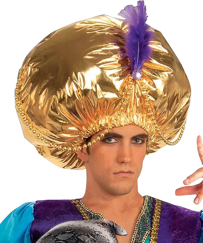 Gold Turban with Purple Feather