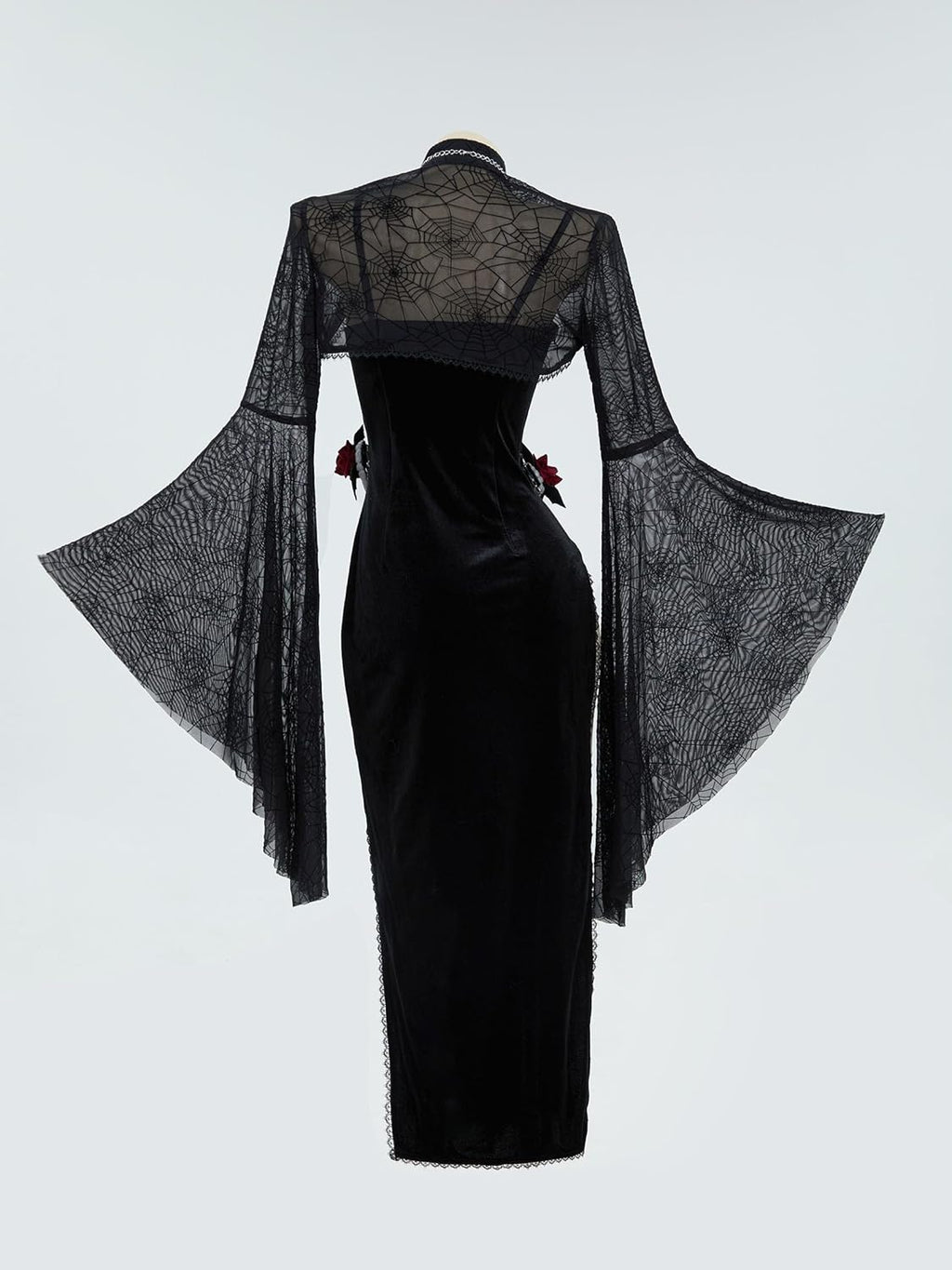 Gothic Vampire Dress with Spiderweb Cloak