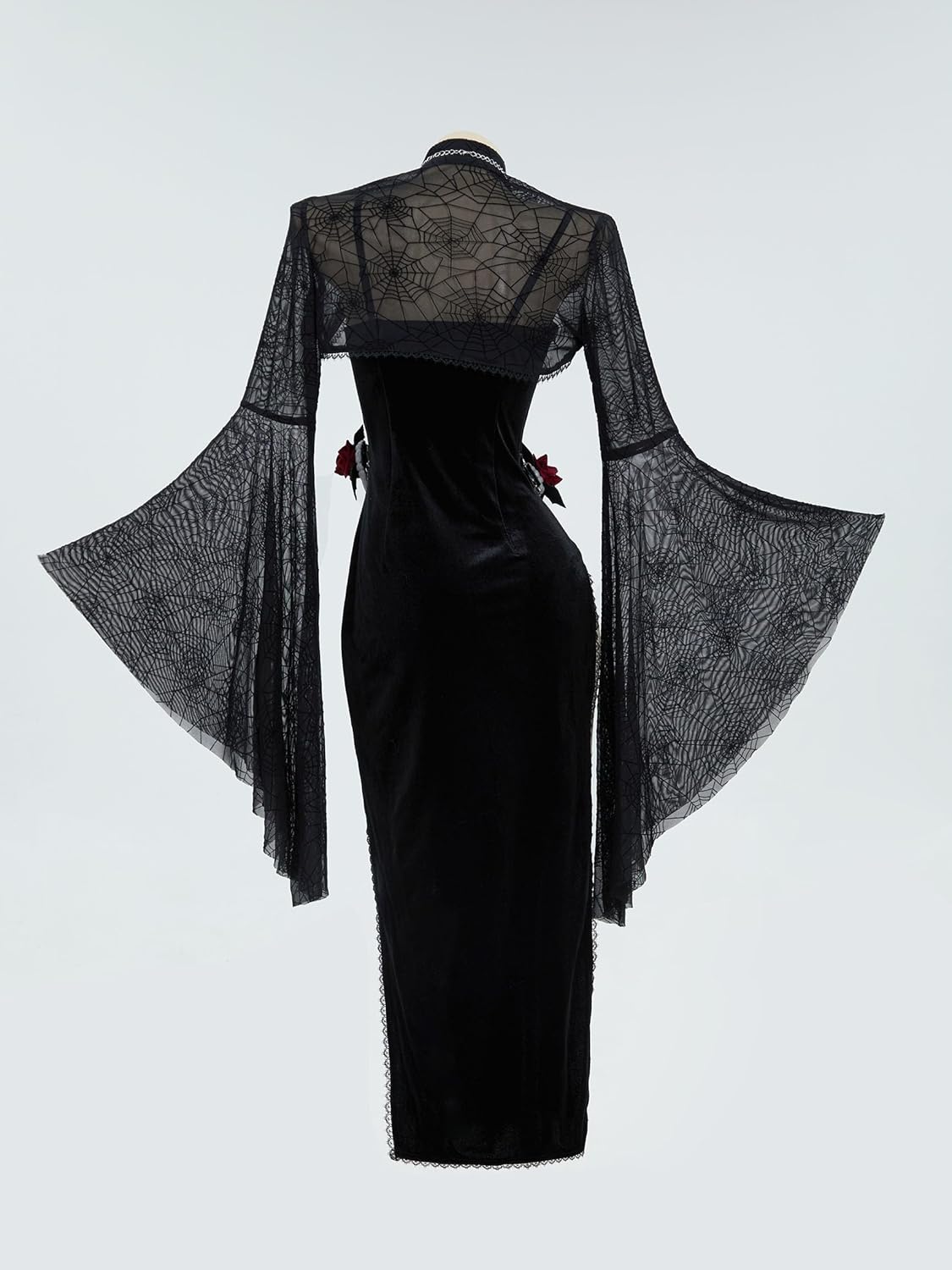 Gothic Vampire Dress with Spiderweb Cloak
