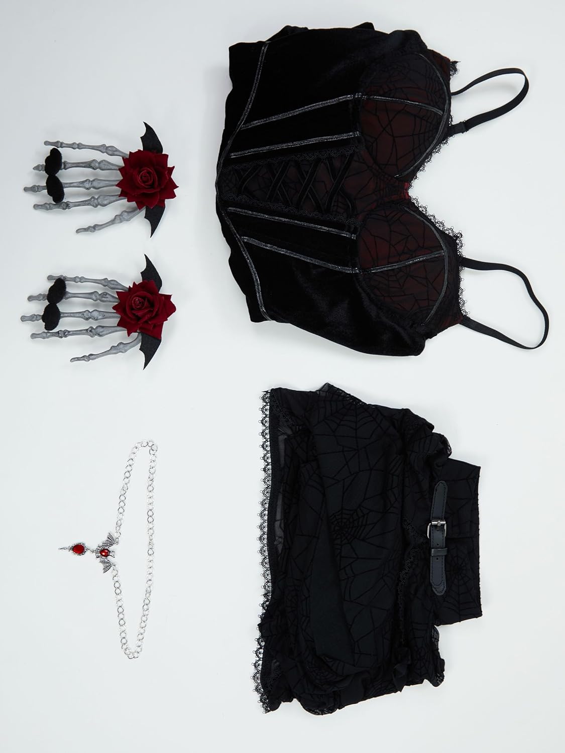 Gothic Vampire Dress with Spiderweb Cloak