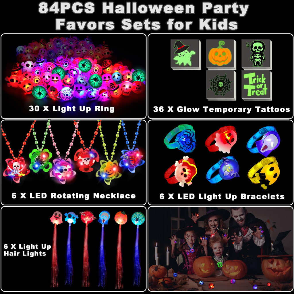84 PCS Halloween Glow In The Dark Toys Party Favors Bulk Set