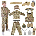 Army Costume for Kids Boys Military Soldier Costume with Tactical Camouflage Vest and Army Toy Accessories Gear Halloween Kids Dress Up Costumes for Boys 4-7 M Size