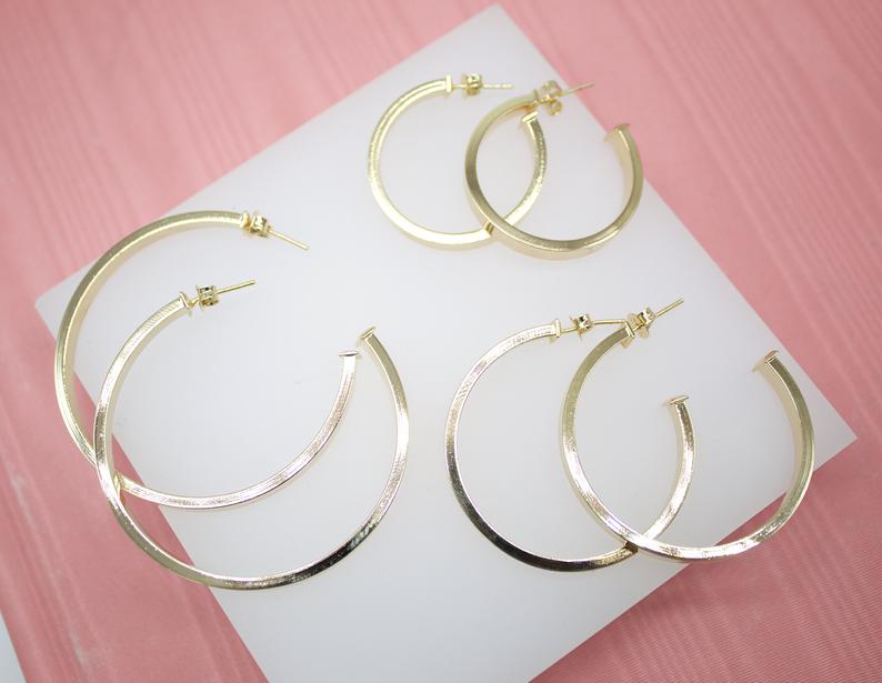 Flat Open Hoop Earrings