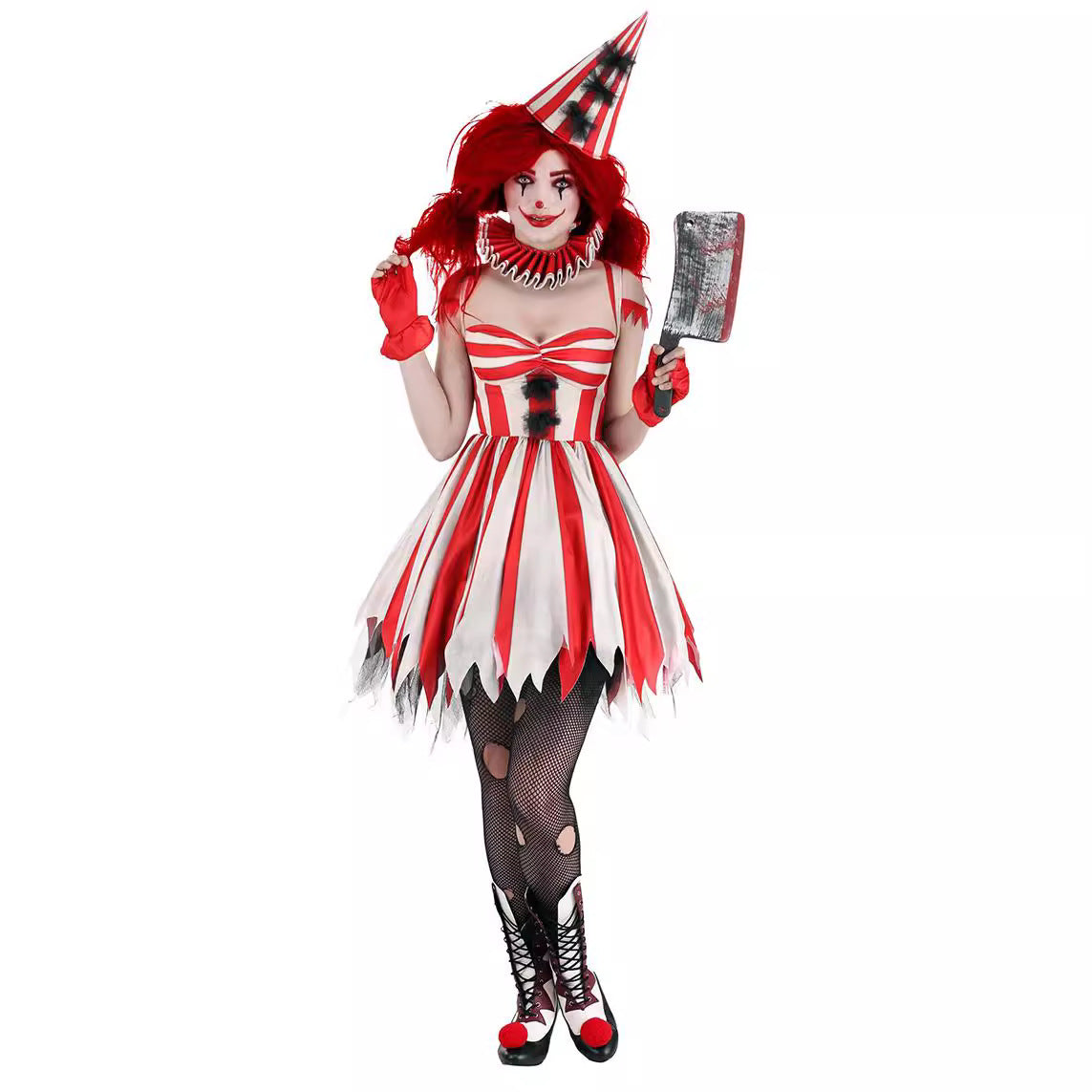 Halloween Adult Clown Costume Circus Psycho Clown Dress Cosplay European and American Style Performance Costume