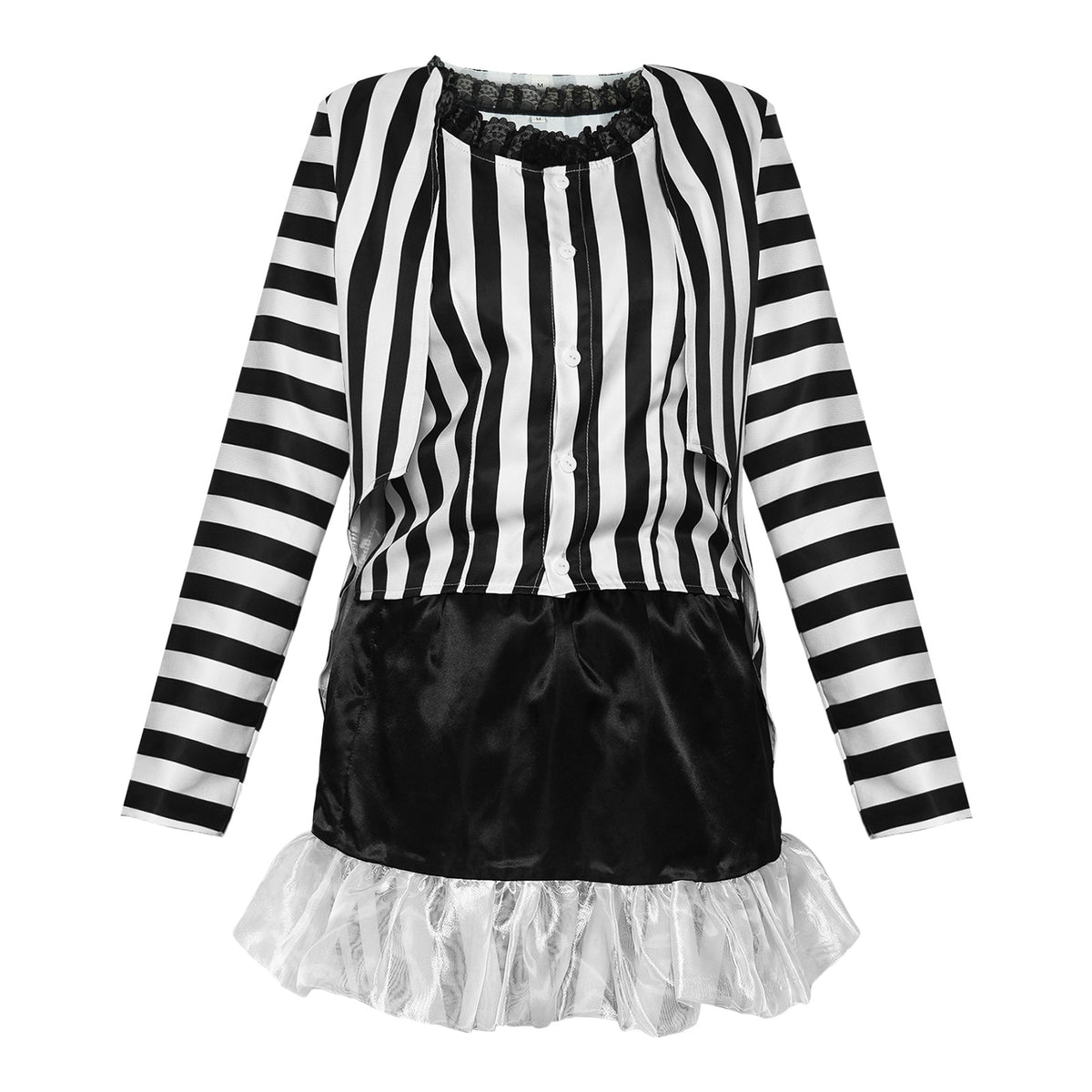 Halloween Beetlejuice Cosplay Costume Black and White Stripe Dress for Stage Performance