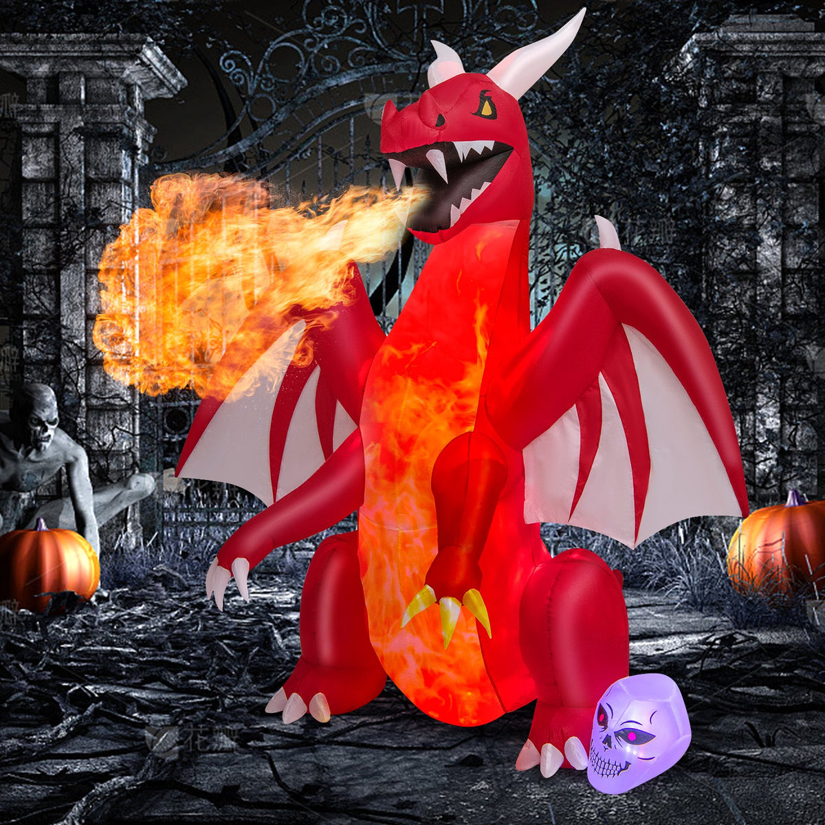 8 Feet Red Dragon with Wings inflatable